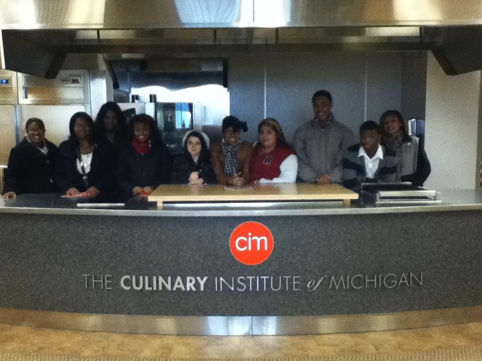 Students on a field trip to the Culinary Institute of Michigan
