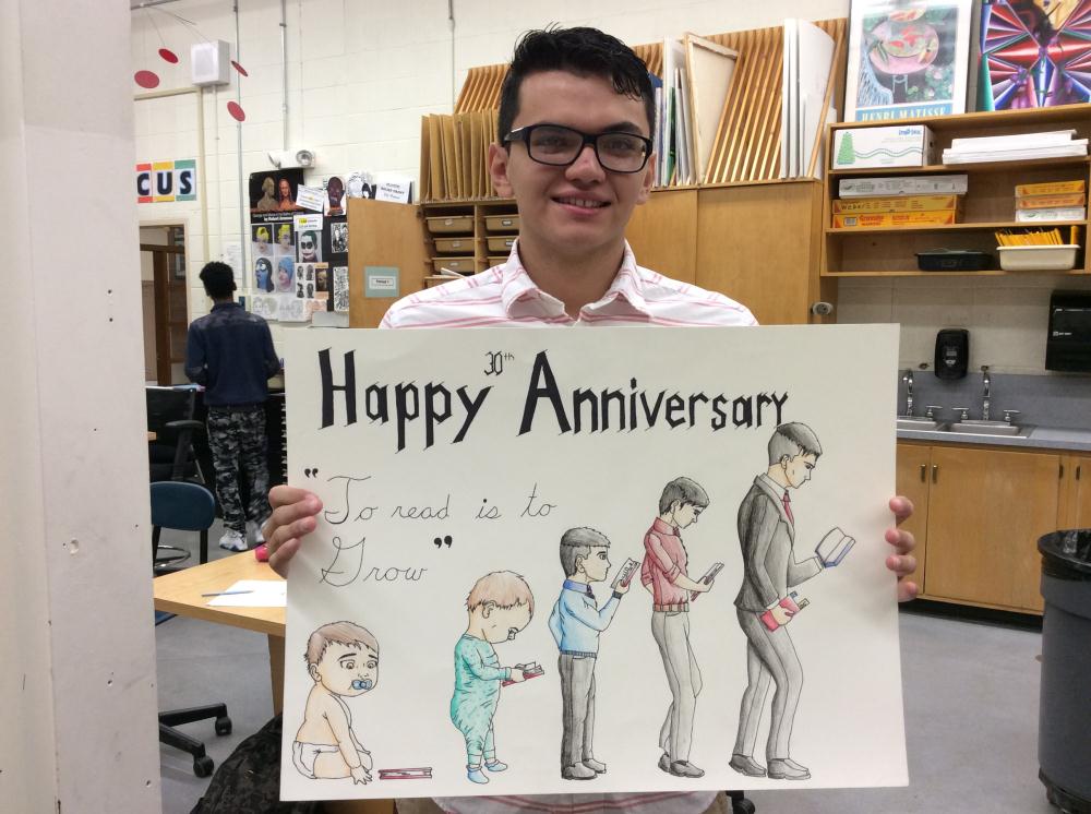 Winner of the Calumet City Public Library 30th Anniversary Poster Contest