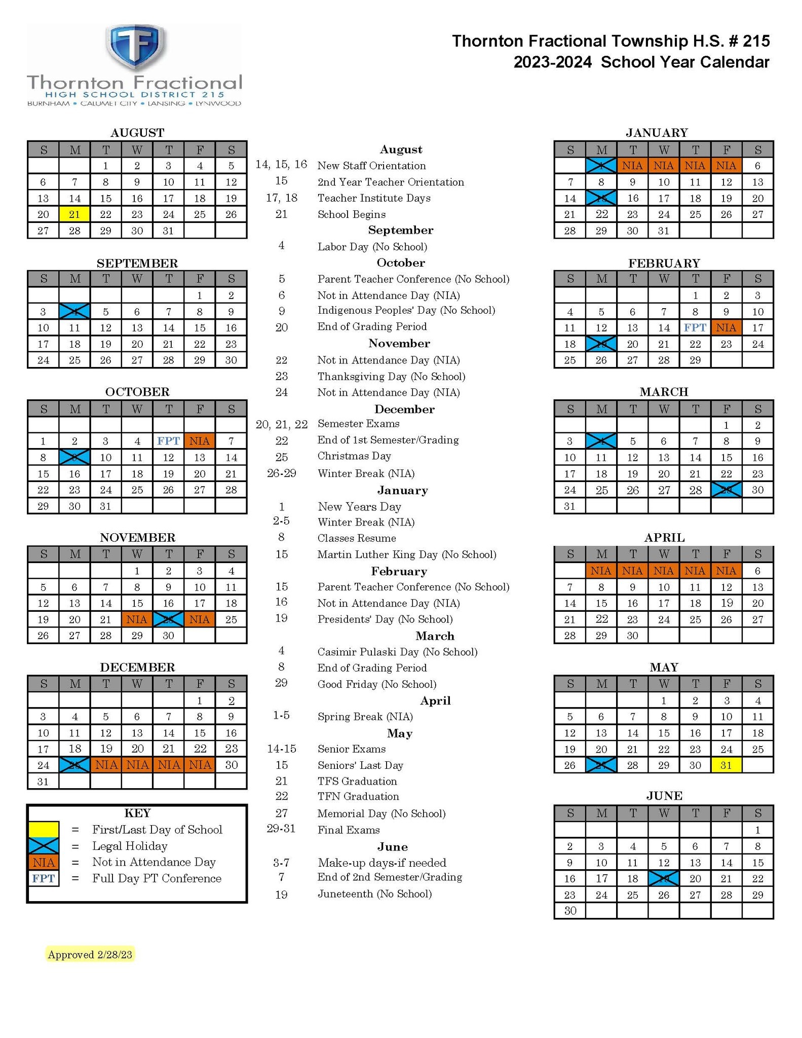 Image of District Calendar 2023-2024
